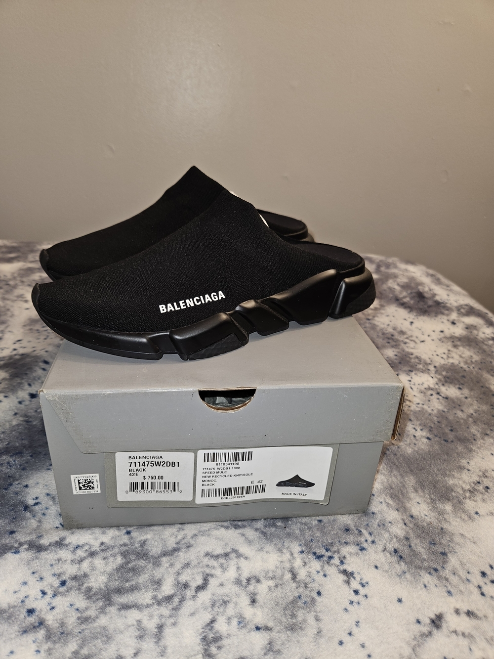Balenciaga Men's Size 9 U.S Black Speed Trainer Mule Slip-On UK 42 E Size $500